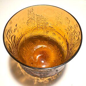 Vintage Nuutajavi Amber Art Glass Fauna Bowl/Vase
